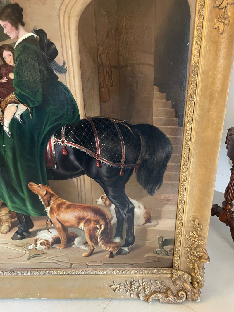 An Extra Large Oil on Canvas Painting Aft. Sir Edwin Henry Landseer, RA of Return from Hawking  177 X 263 X 12 cm - Image 7